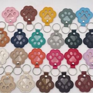 4Pcs Pet hair keychain, Leather Paw Keychain with Hair Storage for Dog & Cat...